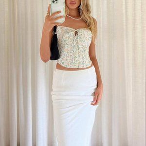 NWT Princess Polly Jodie Maxi Skirt White US 8 / AU 12